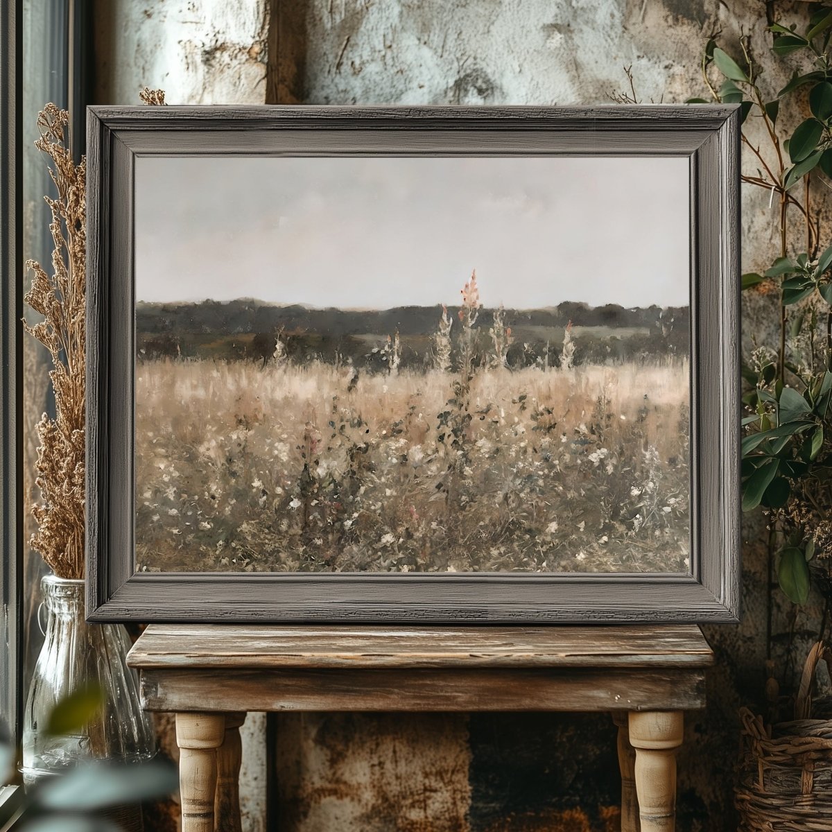 Wildflower Field Landscape Paper Poster Prints Vintage Painting Antique Landscape Art Print Country Field Wall Art Living Room Decor - Everything Pixel