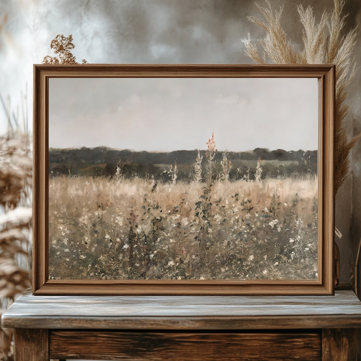 Wildflower Field Landscape Paper Poster Prints Vintage Painting Antique Landscape Art Print Country Field Wall Art Living Room Decor - Everything Pixel