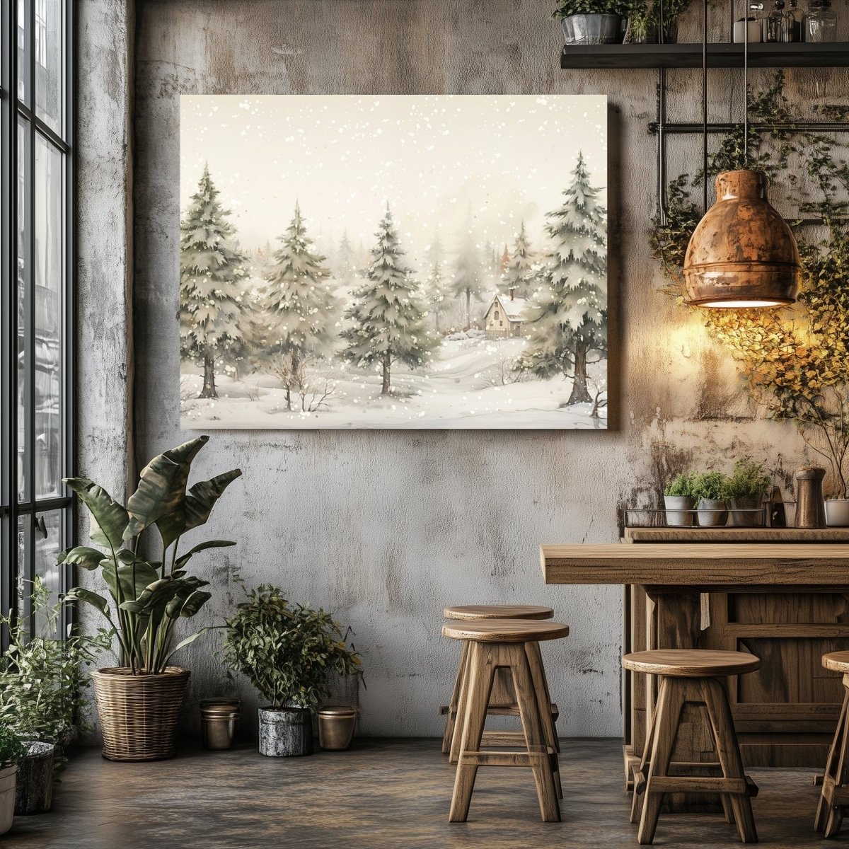 Winter Forest Canvas Print - Rustic Christmas Decor, Serene Winter Landscape Art - Everything Pixel