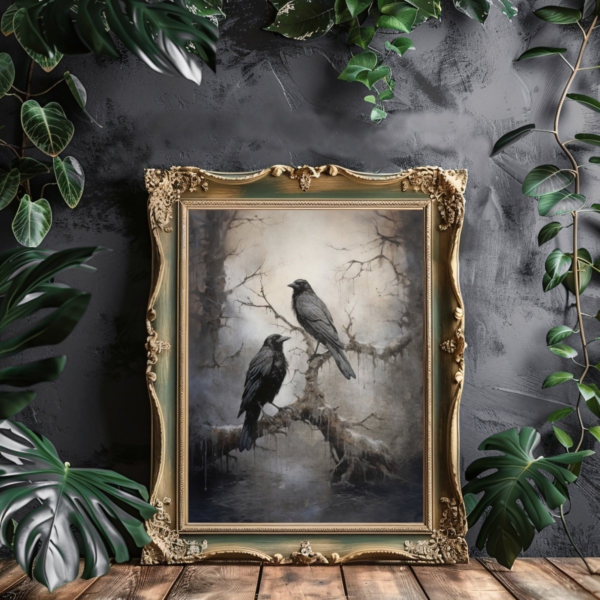 Winter Raven Wall Art Dark Aesthetic Crow Painting Corvidcore Artwork Seasonal Dark Cottagecore Painting Vintage Animal Wall Art Paper Poster Print - Everything Pixel