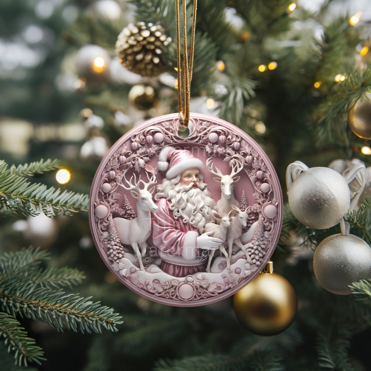 3D Pink Christmas Ornament 20 PNG Bundle Sublimation Design Festive Round Stickers Stylish 3D Effect Round Christmas Decoration Clipart - Everything Pixel