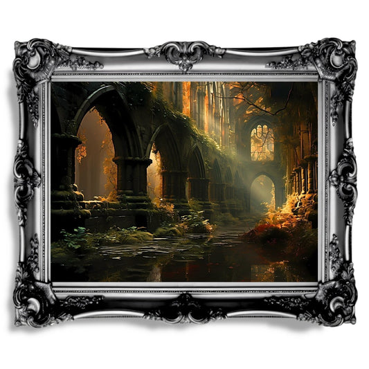 Abandoned Monastery Wall Art Romantic Lost Place Nature Reclaim Aestetic - Paper Poster Print - Everything Pixel