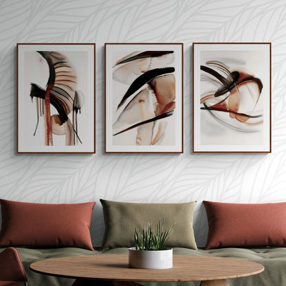 Abstract Brown Earth Tone Wall Art Set of 3 Watercolor Paintings Modern Terracotta 3 Piece Triptych Artwork - Everything Pixel