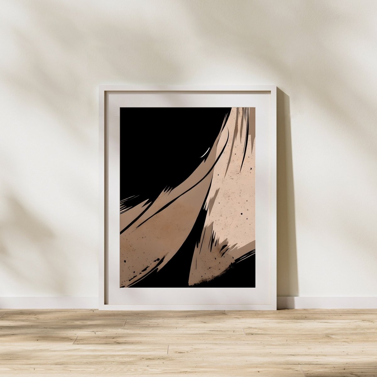 Abstract wall art beige black modern minimalist artprint - Everything Pixel