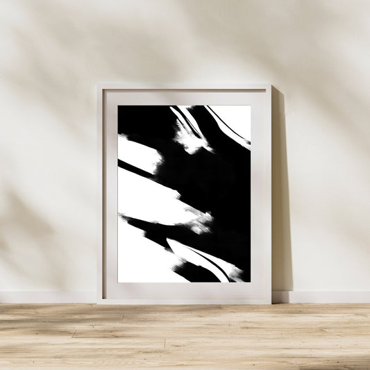 Abstract wall art black and white modern minimalist artprint - Everything Pixel