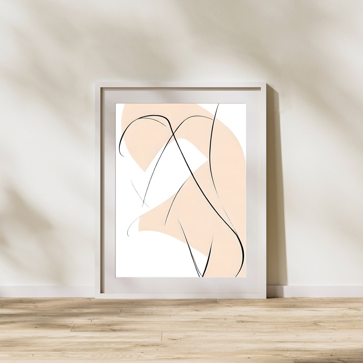Abstract wall beige pink white modern minimalist artprint - Everything Pixel