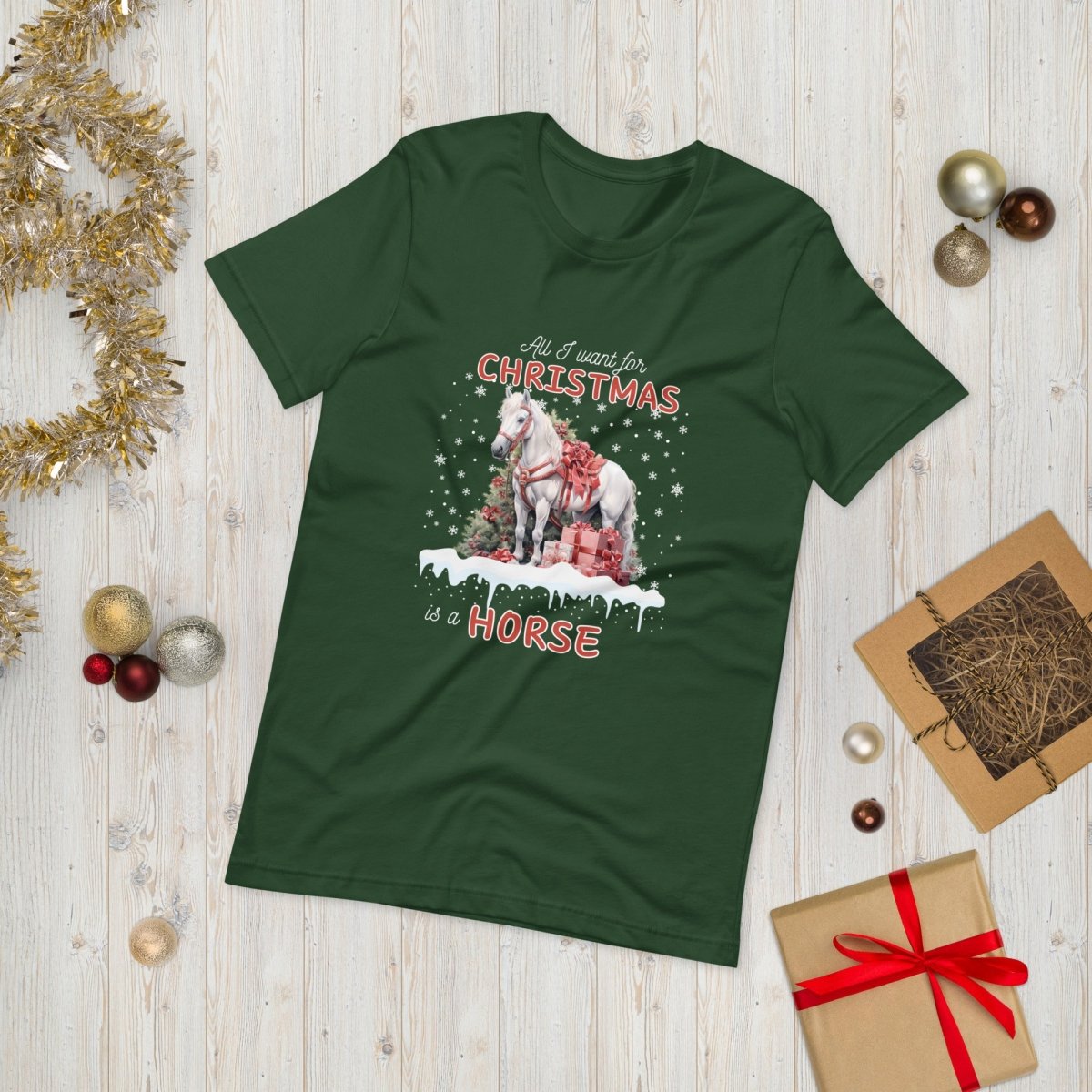 All I Want for Christmas is a Horse T-Shirt - High Quality Funny Horse Shirt, Funny Gift for Horse Lover, Christmas Holiday Tee - Everything Pixel