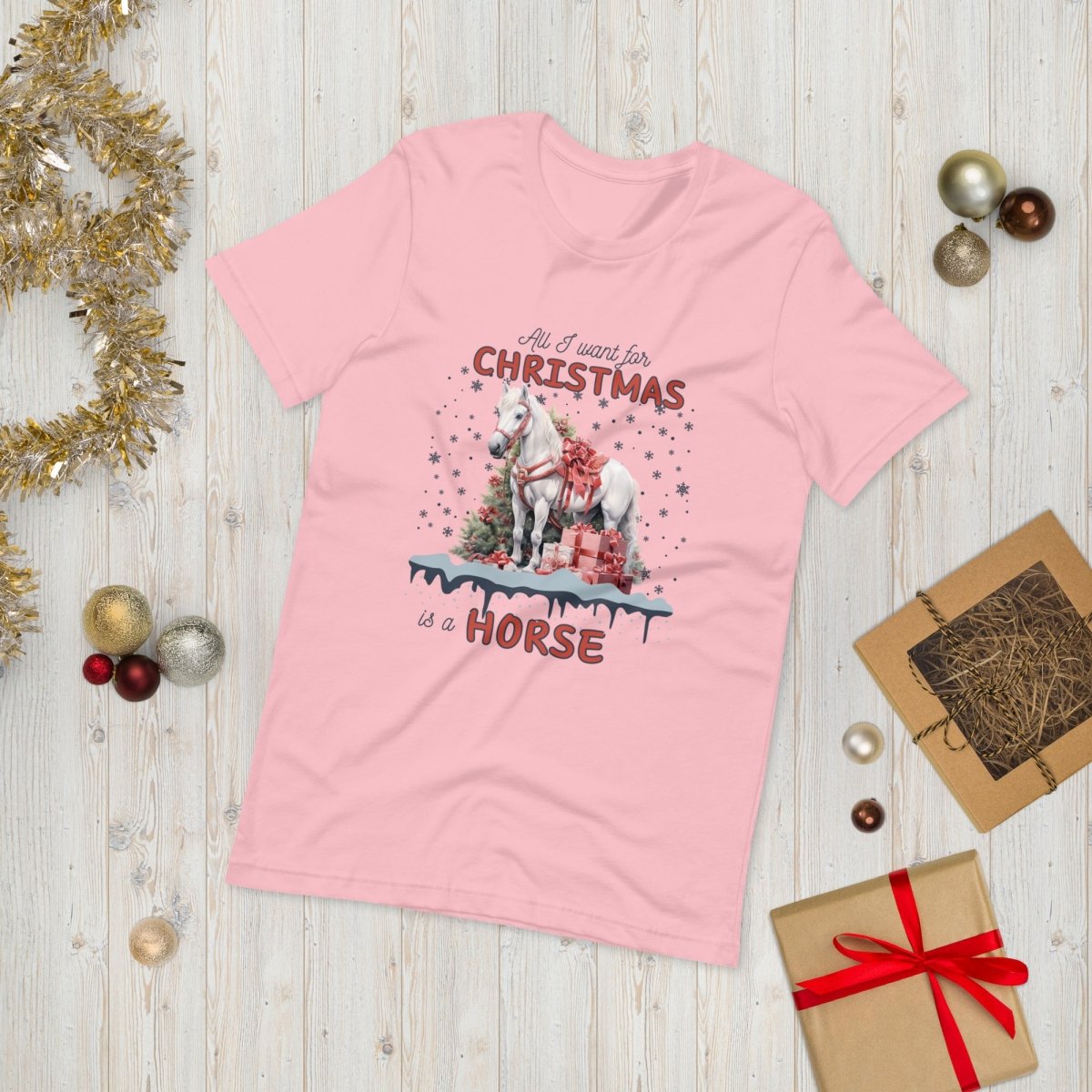 All I Want for Christmas is a Horse T-Shirt - High Quality Funny Horse Shirt, Funny Gift for Horse Lover, Christmas Holiday Tee - Everything Pixel