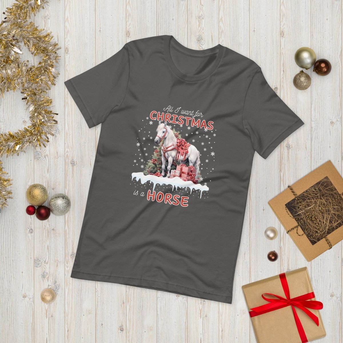 All I Want for Christmas is a Horse T-Shirt - High Quality Funny Horse Shirt, Funny Gift for Horse Lover, Christmas Holiday Tee - Everything Pixel