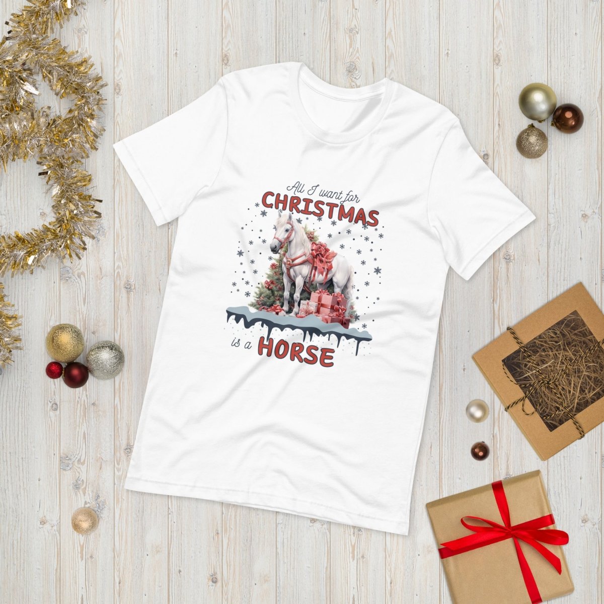All I Want for Christmas is a Horse T-Shirt - High Quality Funny Horse Shirt, Funny Gift for Horse Lover, Christmas Holiday Tee - Everything Pixel