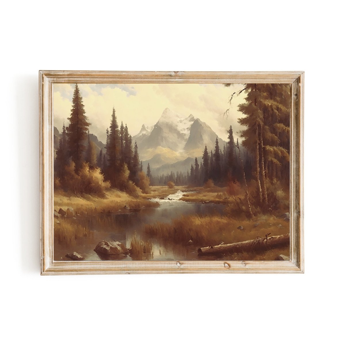 Autumn Landscape Vintage Oil Painting A River between Autumn Woodland - Everything Pixel