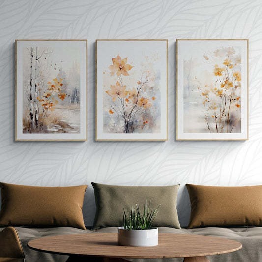 Autumn Watercolor Printable Wall Art Set of 3 Prints Fall Living Room Decor Autumn Farmhouse Decor Cottagecore Gallery Set Artwork - Everything Pixel