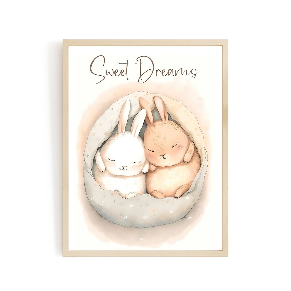 Baby bunny animal sweet dreams wall art - gender neutral - Everything Pixel