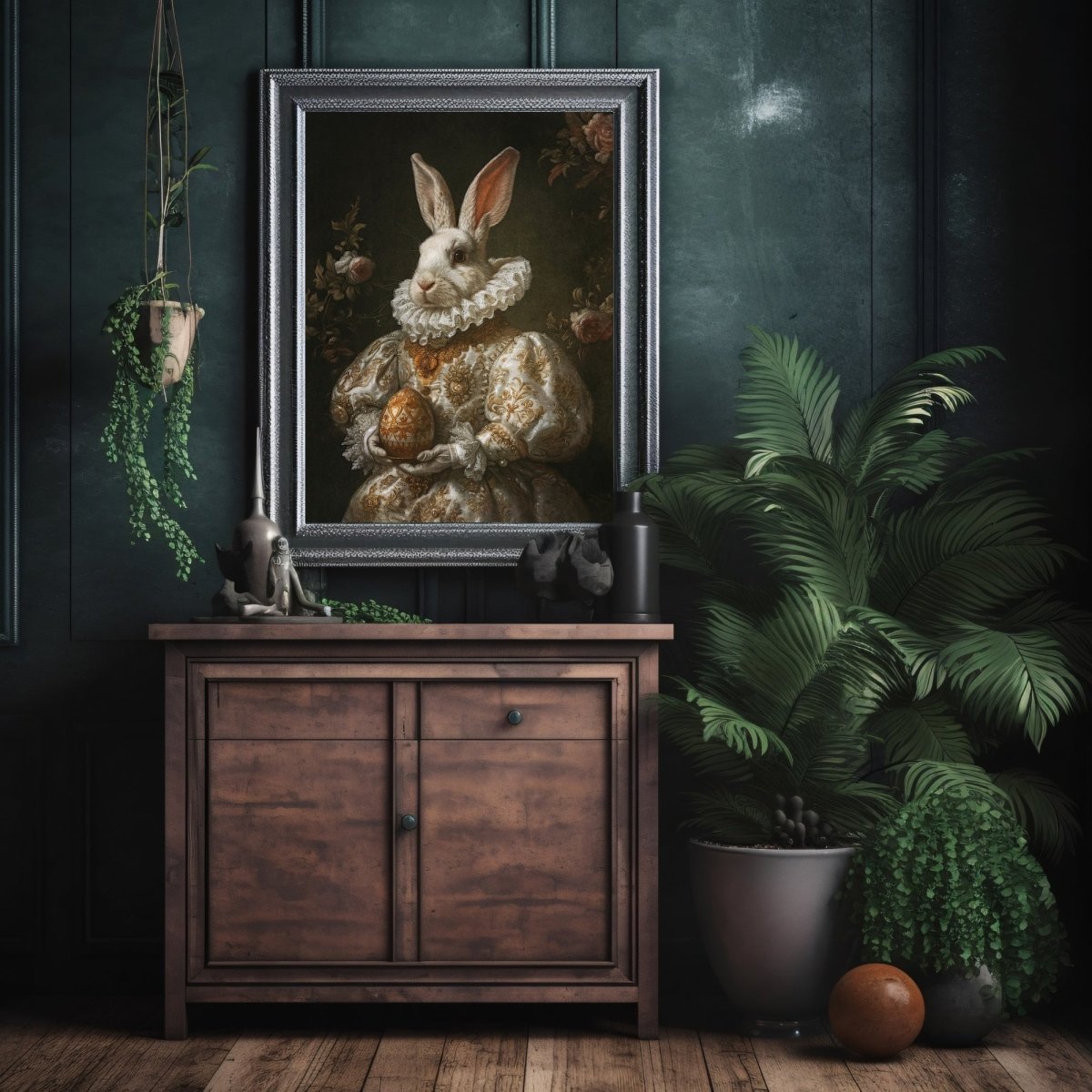 Baroque Easter Rabbit - Antique Gothic Wall Art Print - Everything Pixel
