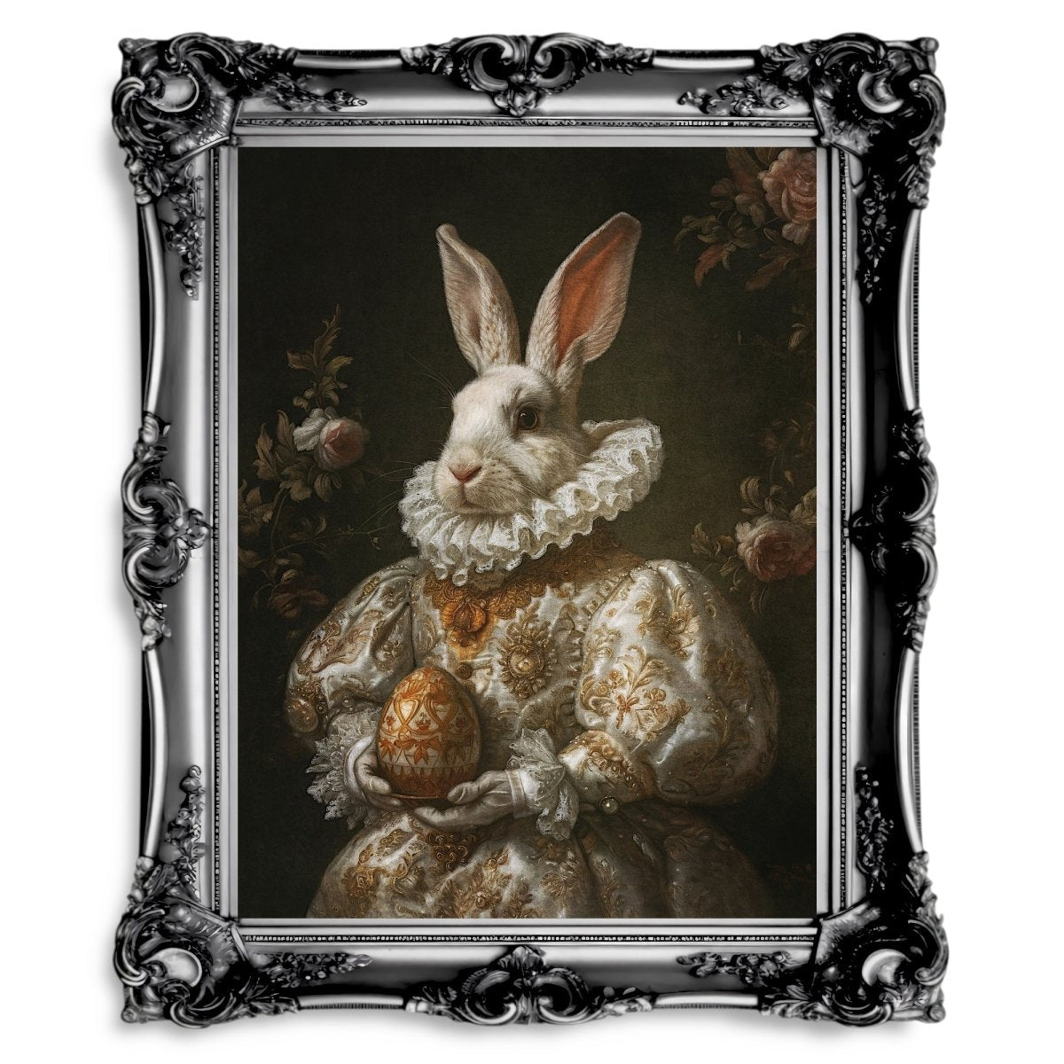 Baroque Easter Rabbit - Antique Gothic Wall Art Print - Everything Pixel