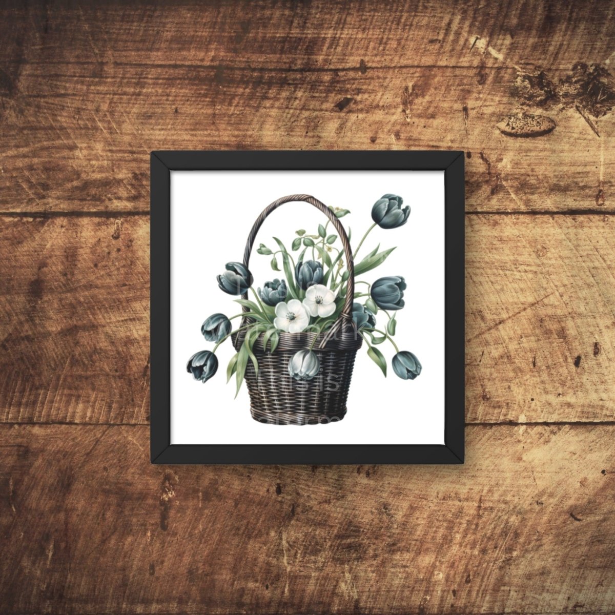 Basket with Black Tulips 6+6 PNG Bundle for Sublimation & Clipart - Everything Pixel