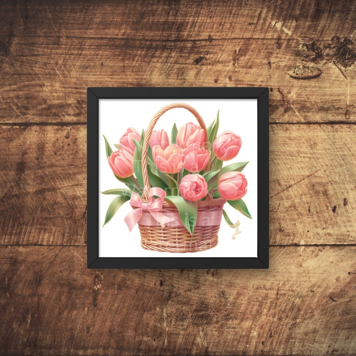 Basket with Pink Tulips 6+6 PNG Bundle for Sublimation & Clipart - Everything Pixel