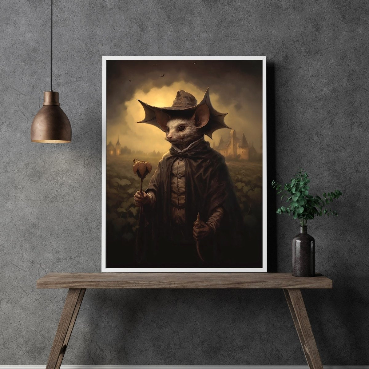 Bat Monk Gothic Portrait Wall Art Vintage Dark Academia Print Dark Aesthetic Room Decor Victorian Monk Historic Portrait Artwork Paper Poster Prints - Everything Pixel