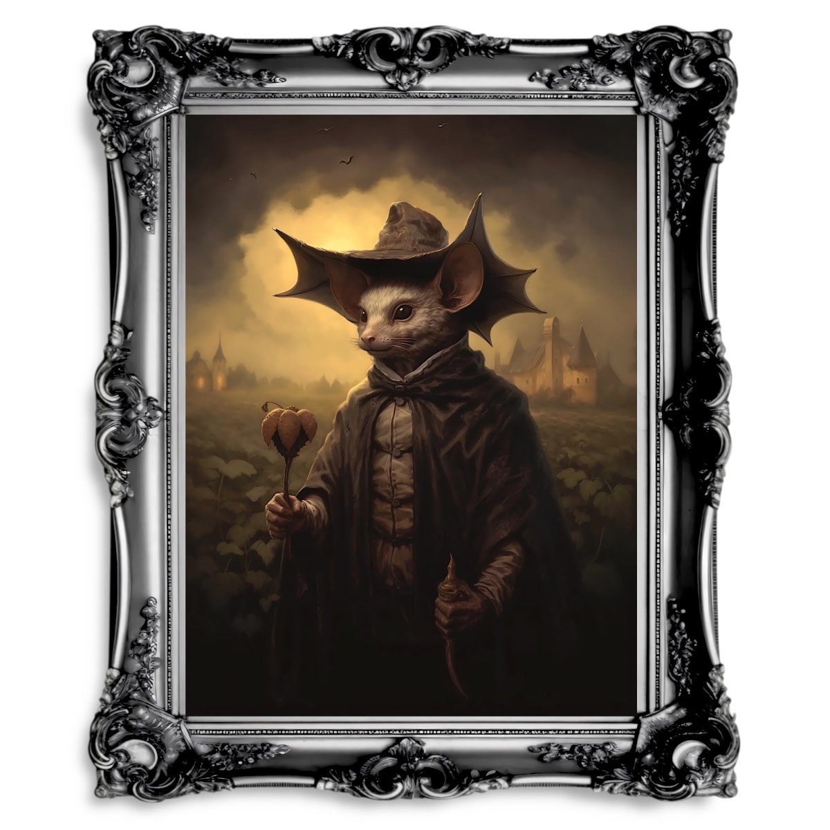Bat Monk Gothic Wall Art Victorian Monk Historic Portrait Artwork - Everything Pixel