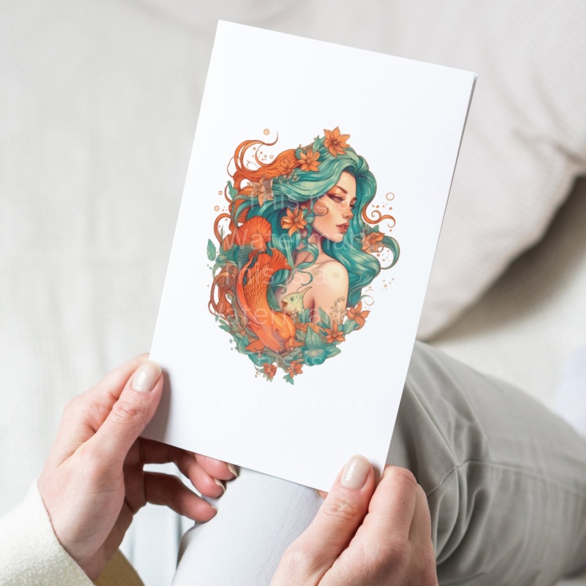 Beautiful Mermaid Portrait 6x PNG Clip Art Bundle Fantasy T-Shirt Design Card Making Paper Crafting Children Book Clipart Fairytale Design - Everything Pixel