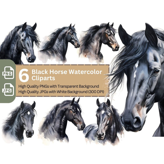 Black Horse Cliparts 6+6 High Quality PNGs Animal Clipart - Everything Pixel