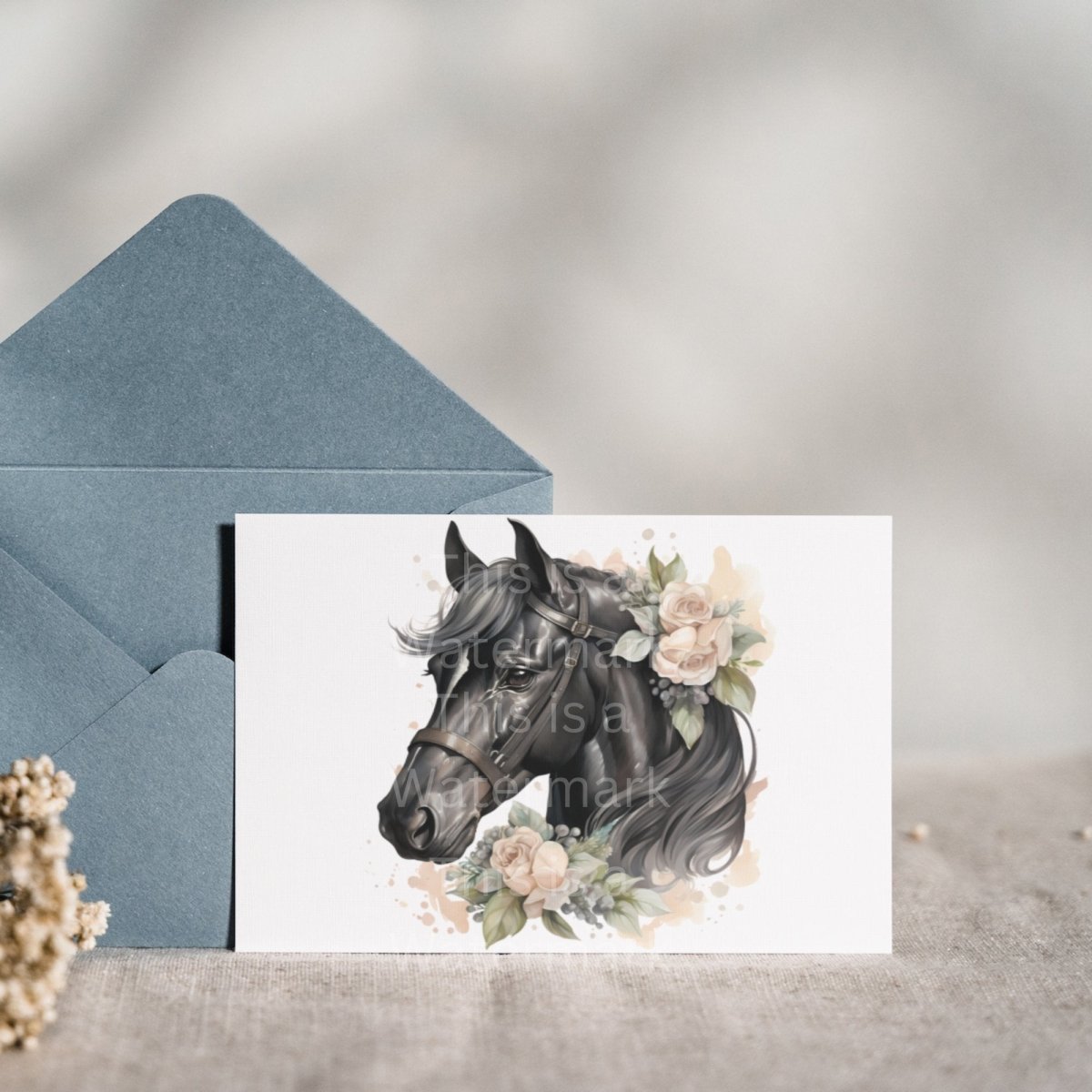 Black Horse with Flowers Cliparts 6 High Quality PNG Animal Clipart Nursery Art Card Making Clip Art Digital Paper Craft Sublimation Design - Everything Pixel