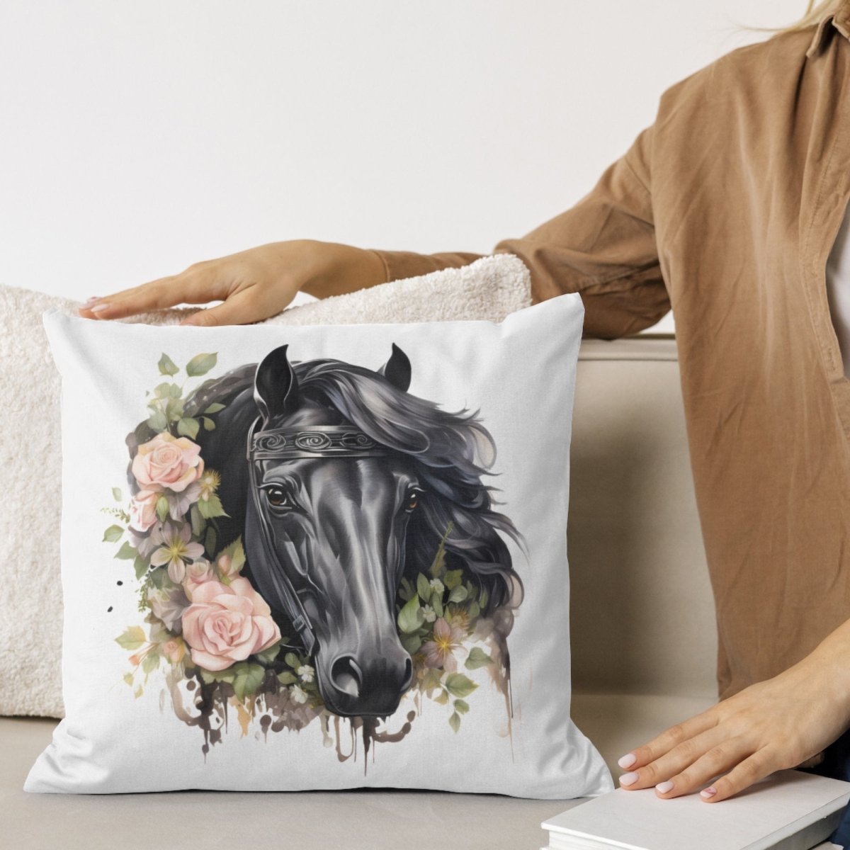 Black Horse with Flowers Cliparts 6 High Quality PNG Animal Clipart Nursery Art Card Making Clip Art Digital Paper Craft Sublimation Design - Everything Pixel