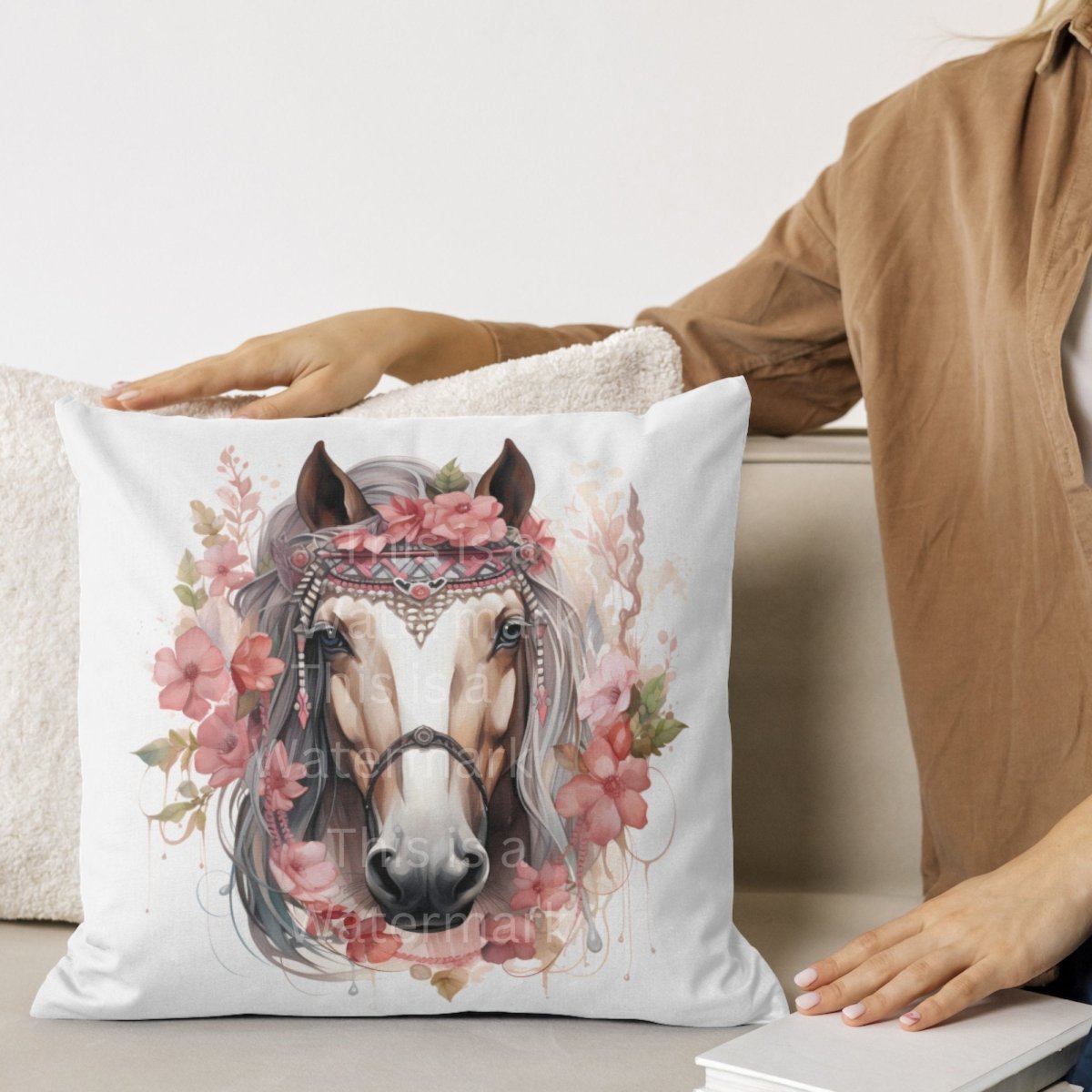 Boho Horse with Flowers Spiritual Guide Cliparts 6 High Quality PNG Animal Clipart Card Making Clip Art Paper Craft Soft Pink Color Design - Everything Pixel