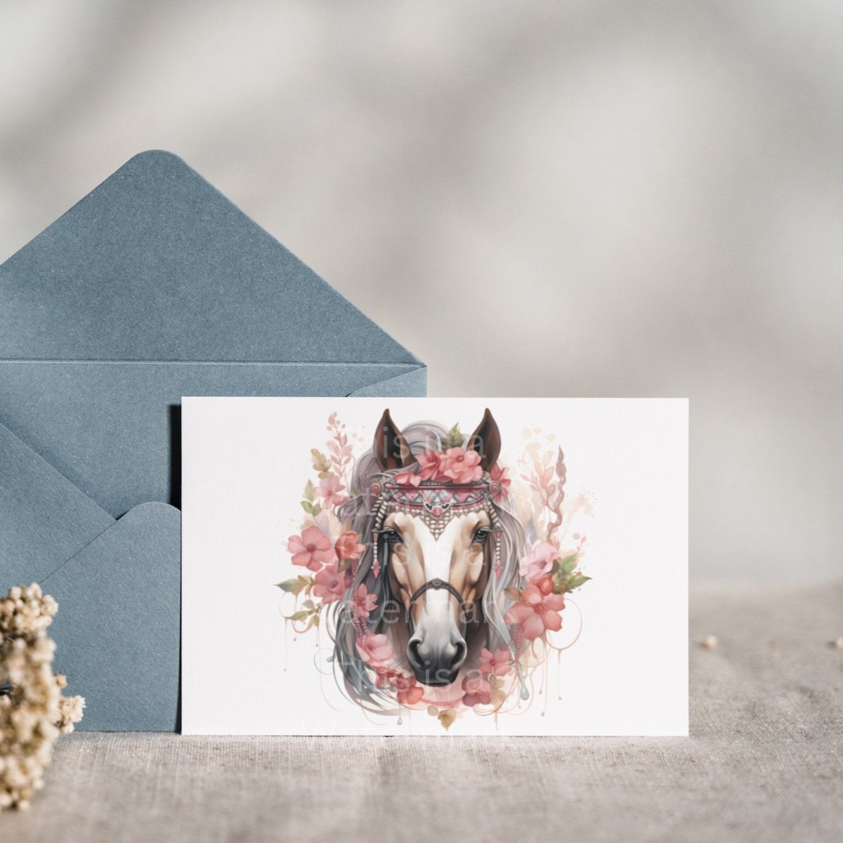 Boho Horse with Flowers Spiritual Guide Cliparts 6 High Quality PNG Animal Clipart Card Making Clip Art Paper Craft Soft Pink Color Design - Everything Pixel