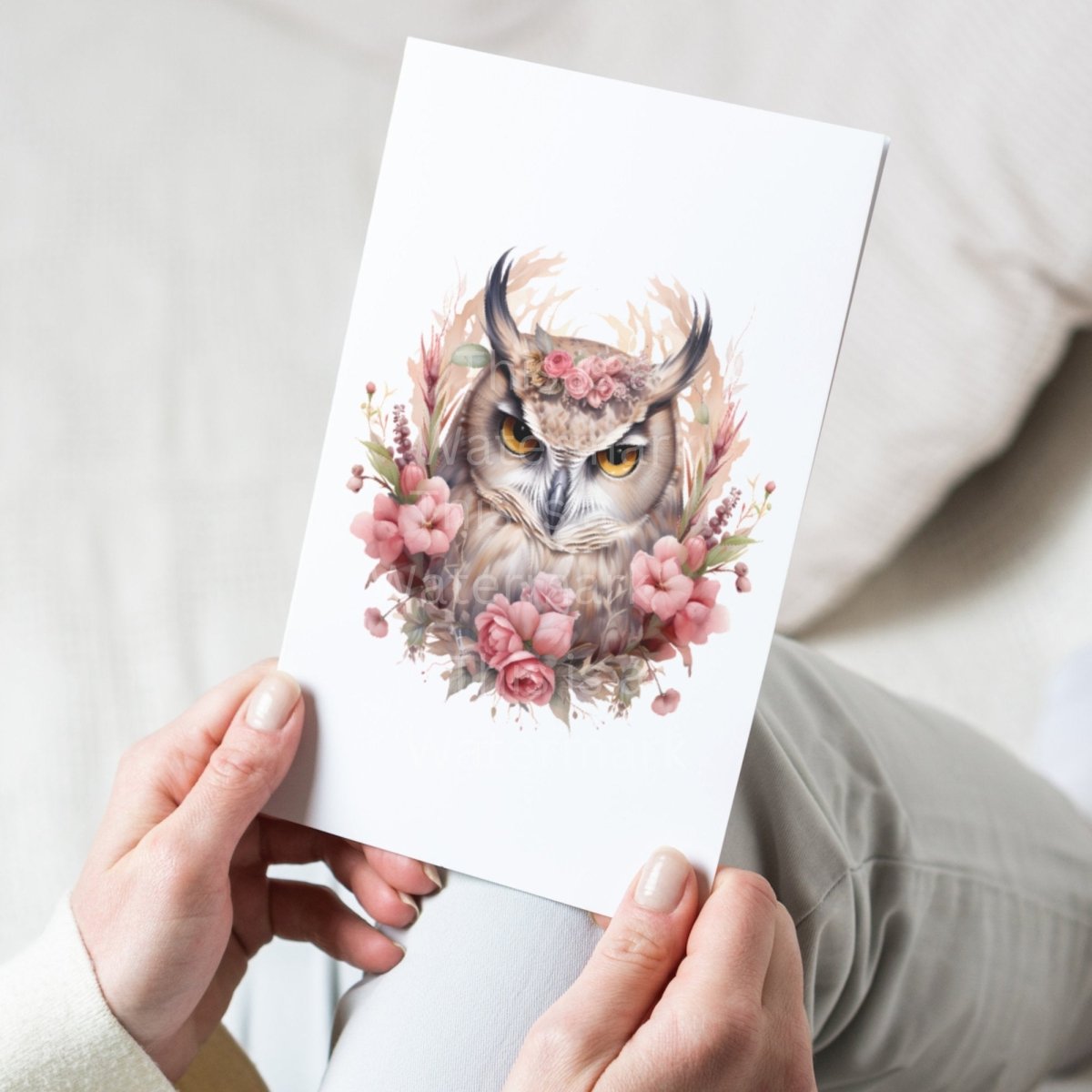 Boho Owl with Flowers Spiritual Guide Cliparts 7 High Quality PNG Animal Clipart Card Making Clip Art Paper Craft Soft Pink Color Design - Everything Pixel