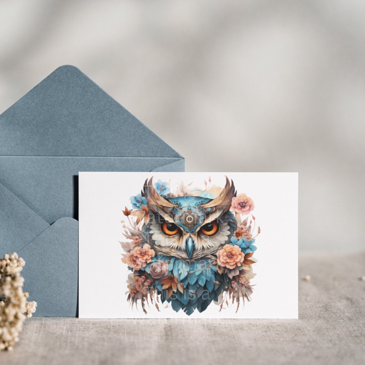 Boho Owl with Flowers Spiritual Guide Cliparts 7+7 High Quality PNGs Animal Clipart Card Making Clip Art Paper Craft Sublimation Design - Everything Pixel