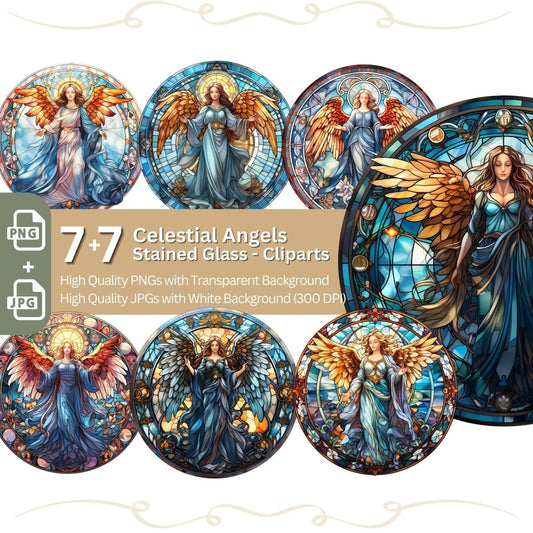 Celestial Angel Clipart 7+7 High Quality PNG Bundle Bible - Everything Pixel
