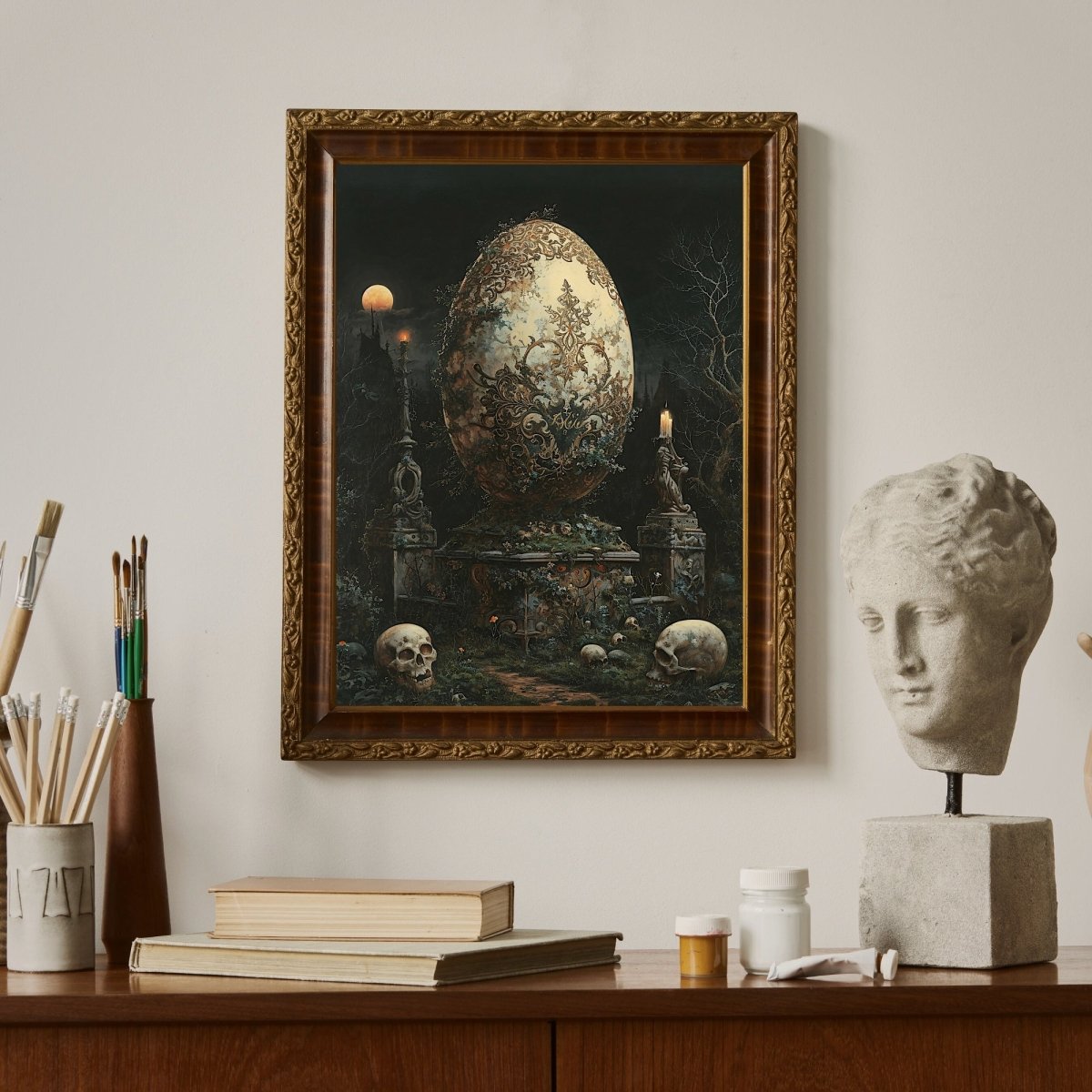 Celtic Rebirth Egg - Gothic Cemetery Wall Art Print - Everything Pixel