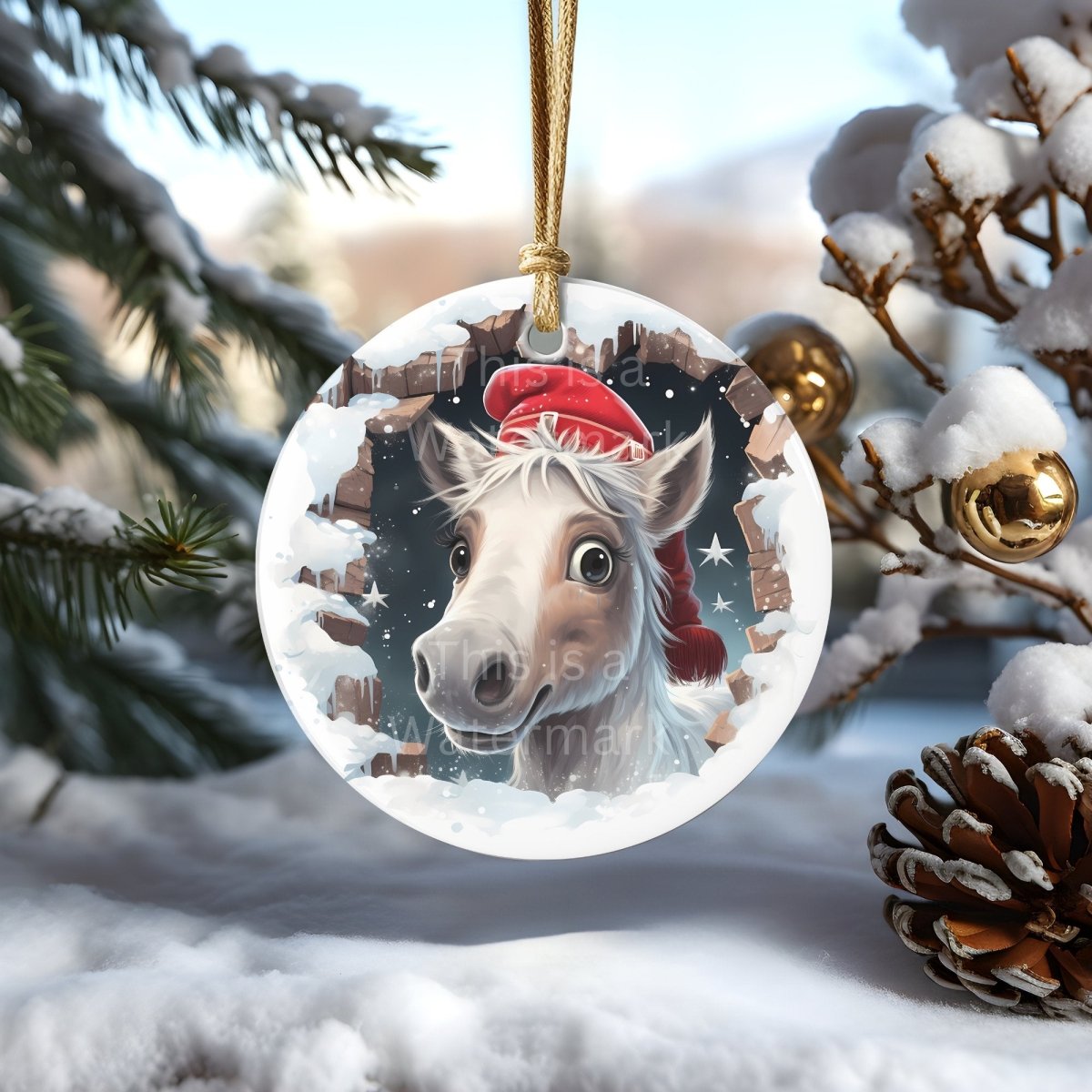 Christmas 3D Break Through Ornament Cliparts 20 PNG Bundle Sublimation Design Festive Round Stickers Funny 3D Effect Christmas Decoration - Everything Pixel