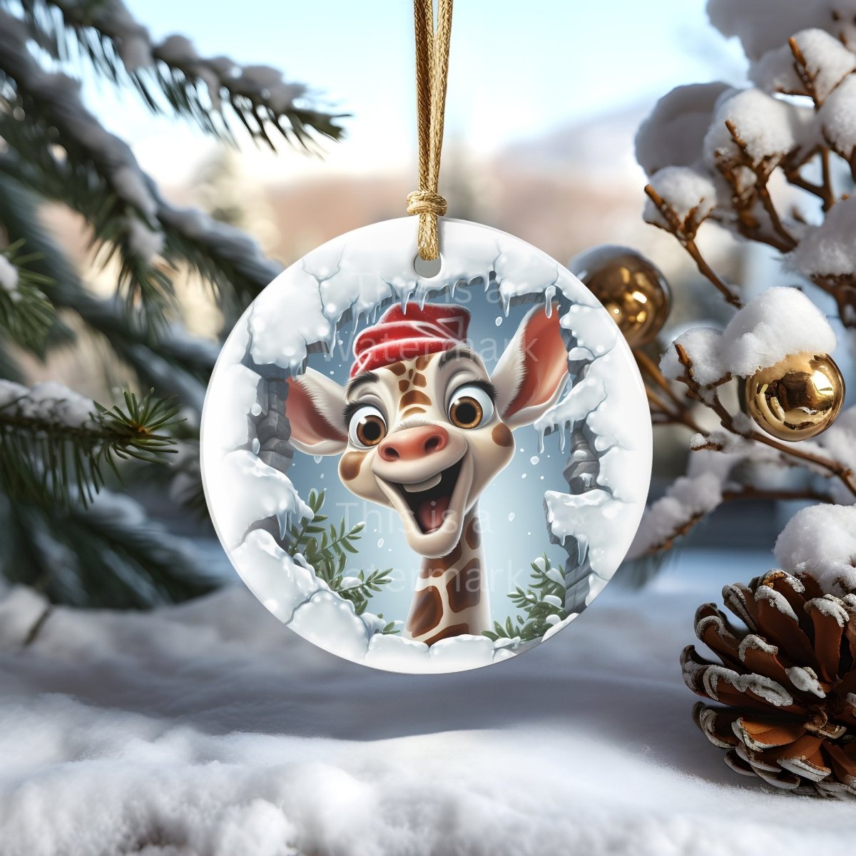 Christmas 3D Break Through Ornament Cliparts 20 PNG Bundle Sublimation Design Festive Round Stickers Funny 3D Effect Christmas Decoration - Everything Pixel