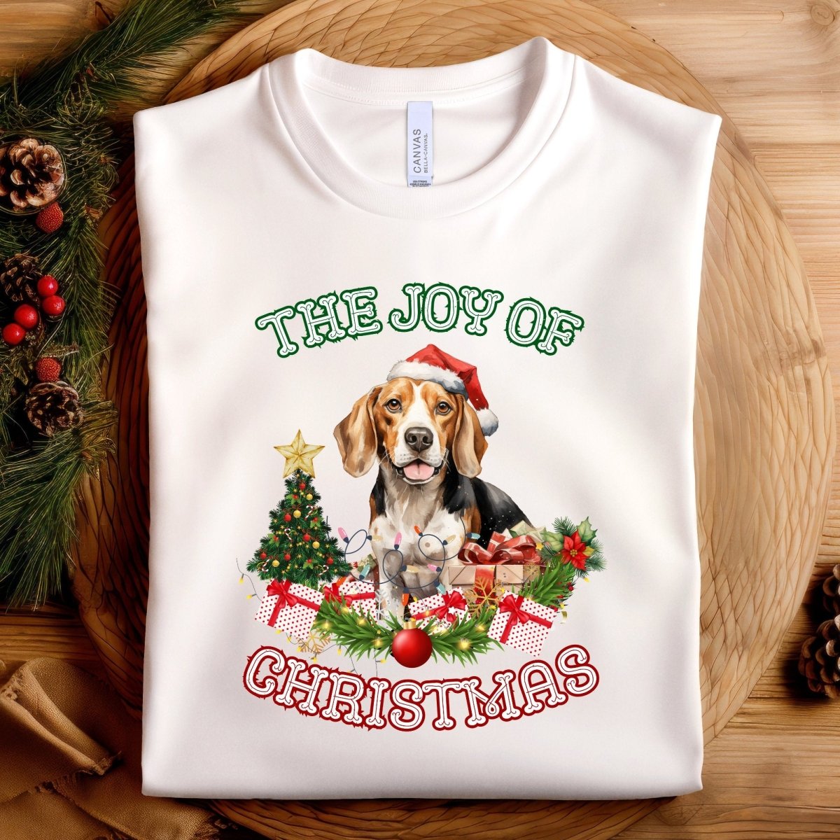 Christmas Beagle Dog T-Shirt - High Quality Festive Unisex T-Shirt, Gift for Beagle Owner, Gift for Doglovers, Cute Xmas Dog Tee - Everything Pixel