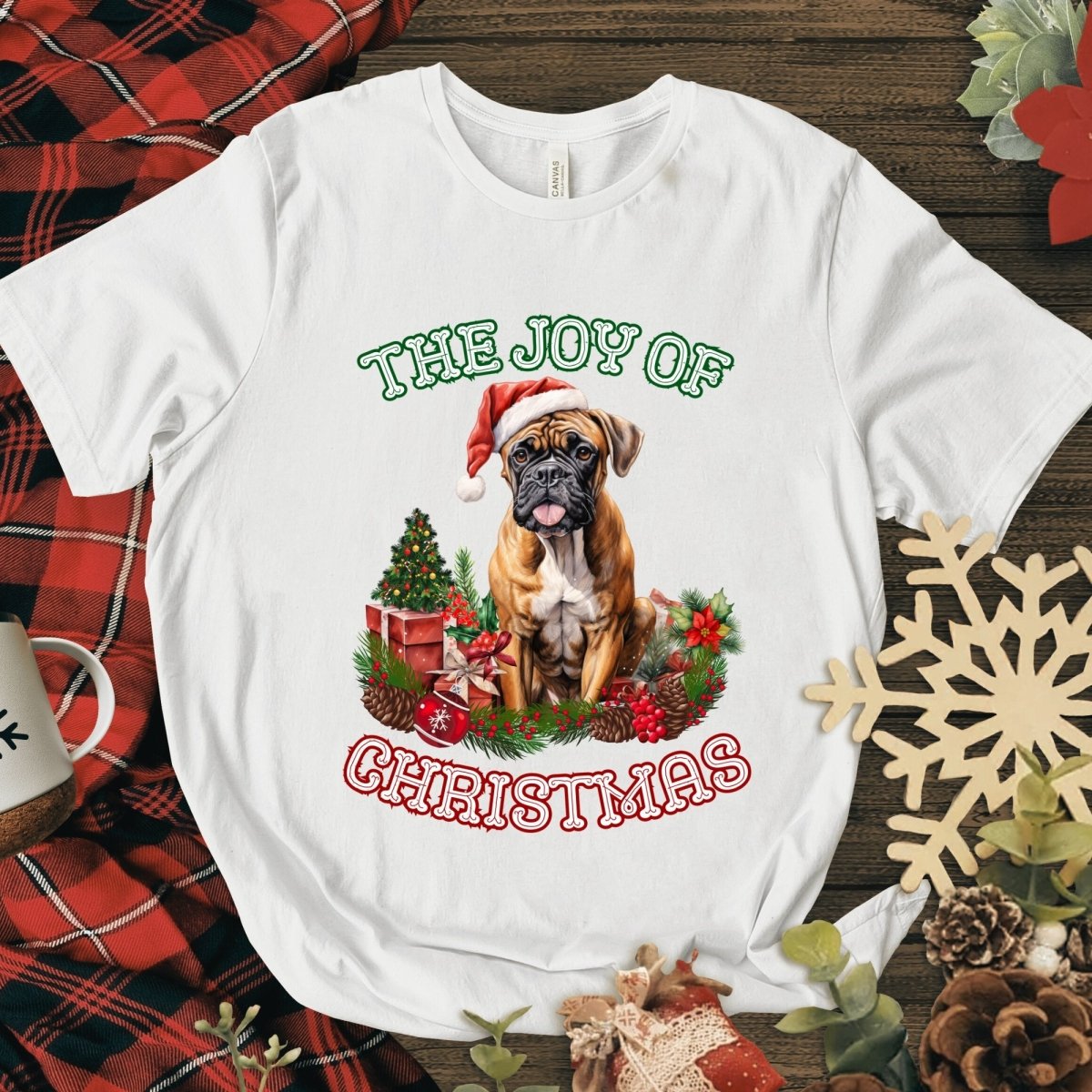 Christmas Boxer T-Shirt - High Quality Festive Unisex T-Shirt, Gift for Boxer Owner, Gift for Doglovers, Funny Xmas Shirt, Cute Xmas Dog Tee - Everything Pixel