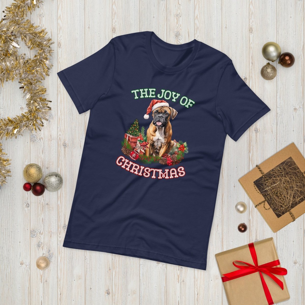 Christmas Boxer T-Shirt - High Quality Festive Unisex T-Shirt, Gift for Boxer Owner, Gift for Doglovers, Funny Xmas Shirt, Cute Xmas Dog Tee - Everything Pixel