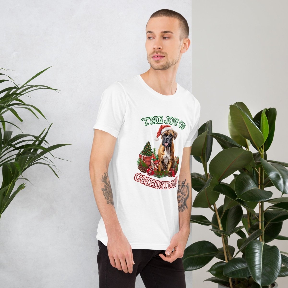 Christmas Boxer T-Shirt - High Quality Festive Unisex T-Shirt, Gift for Boxer Owner, Gift for Doglovers, Funny Xmas Shirt, Cute Xmas Dog Tee - Everything Pixel