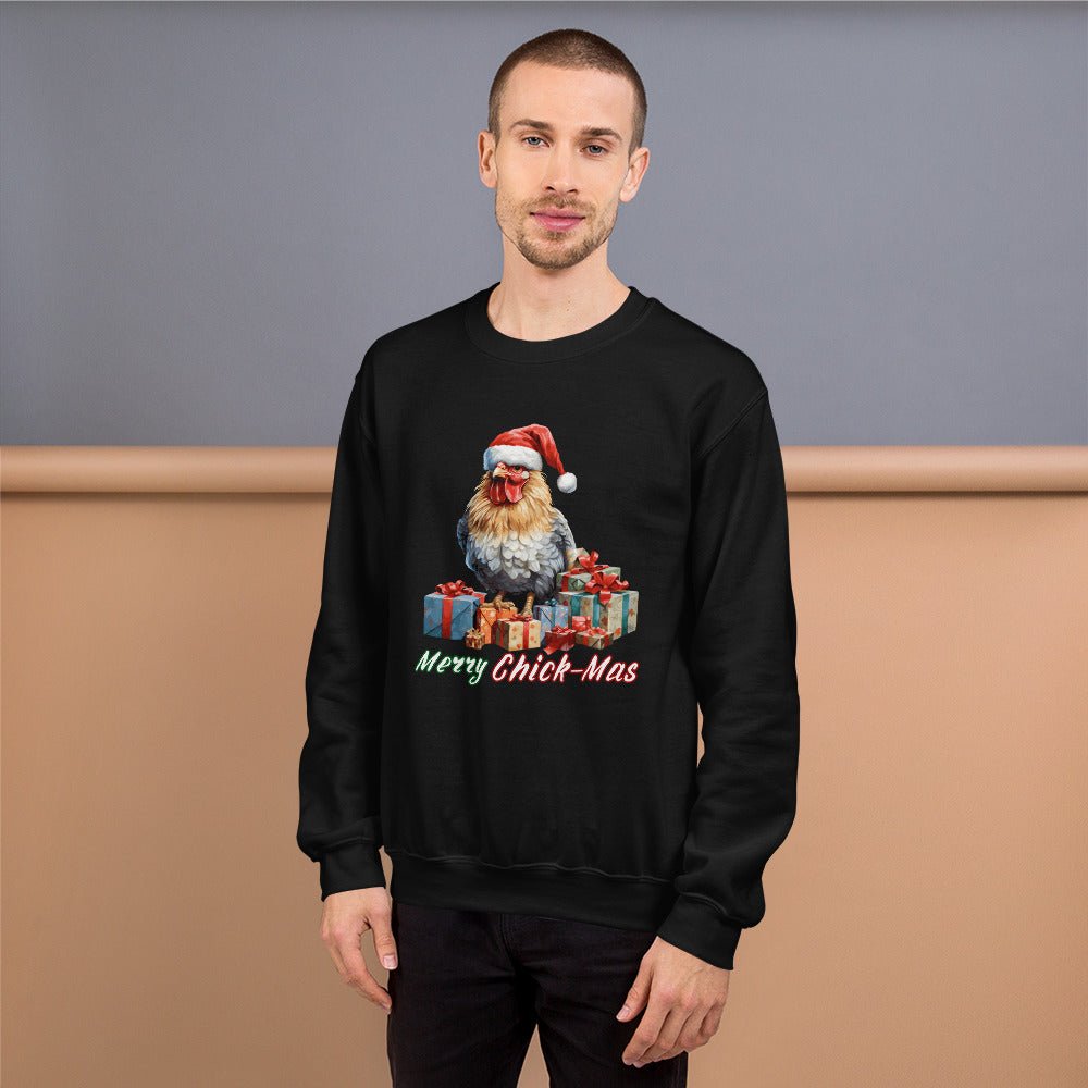 Christmas Chicken Pullover - High Quality Festive Unisex Sweatshirt, Gift for Chicken Lovers, Chicken with Gifts, Funny Farm Animal Sweater - Everything Pixel
