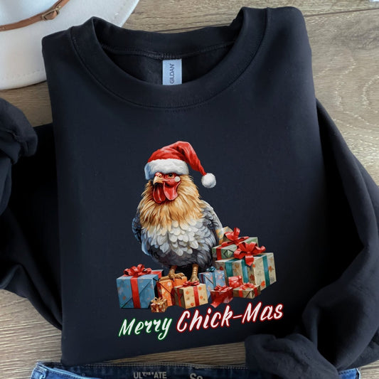 Christmas Chicken Pullover - High Quality Festive Unisex Sweatshirt, Gift for Chicken Lovers, Chicken with Gifts, Funny Farm Animal Sweater - Everything Pixel