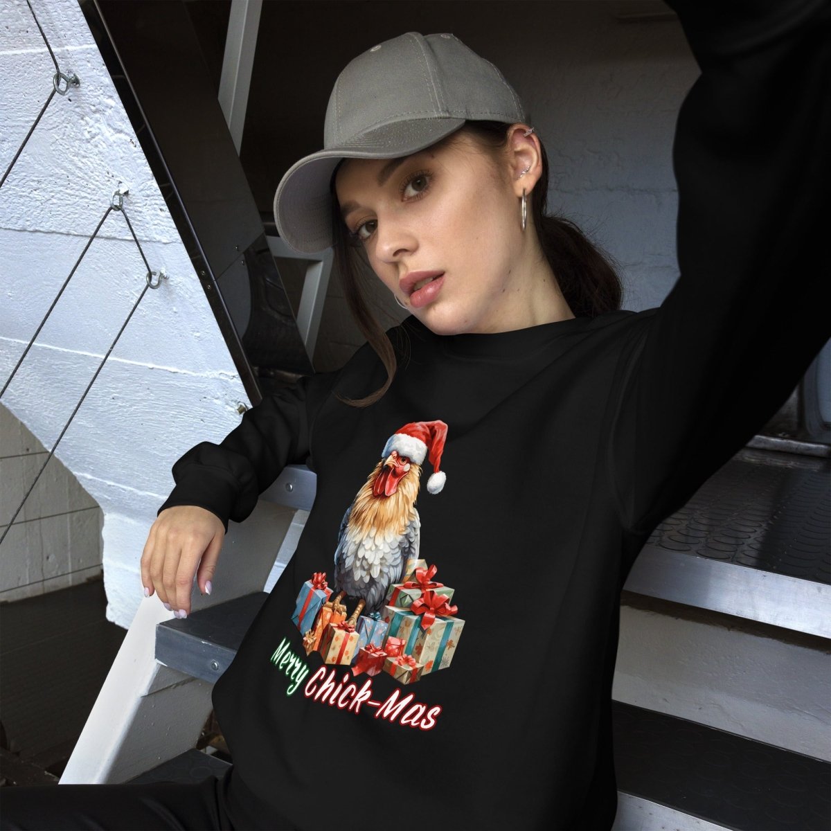 Christmas Chicken Pullover - High Quality Festive Unisex Sweatshirt, Gift for Chicken Lovers, Chicken with Gifts, Funny Farm Animal Sweater - Everything Pixel