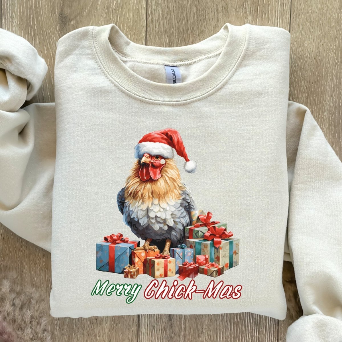 Christmas Chicken Pullover - High Quality Festive Unisex Sweatshirt, Gift for Chicken Lovers, Chicken with Gifts, Funny Farm Animal Sweater - Everything Pixel