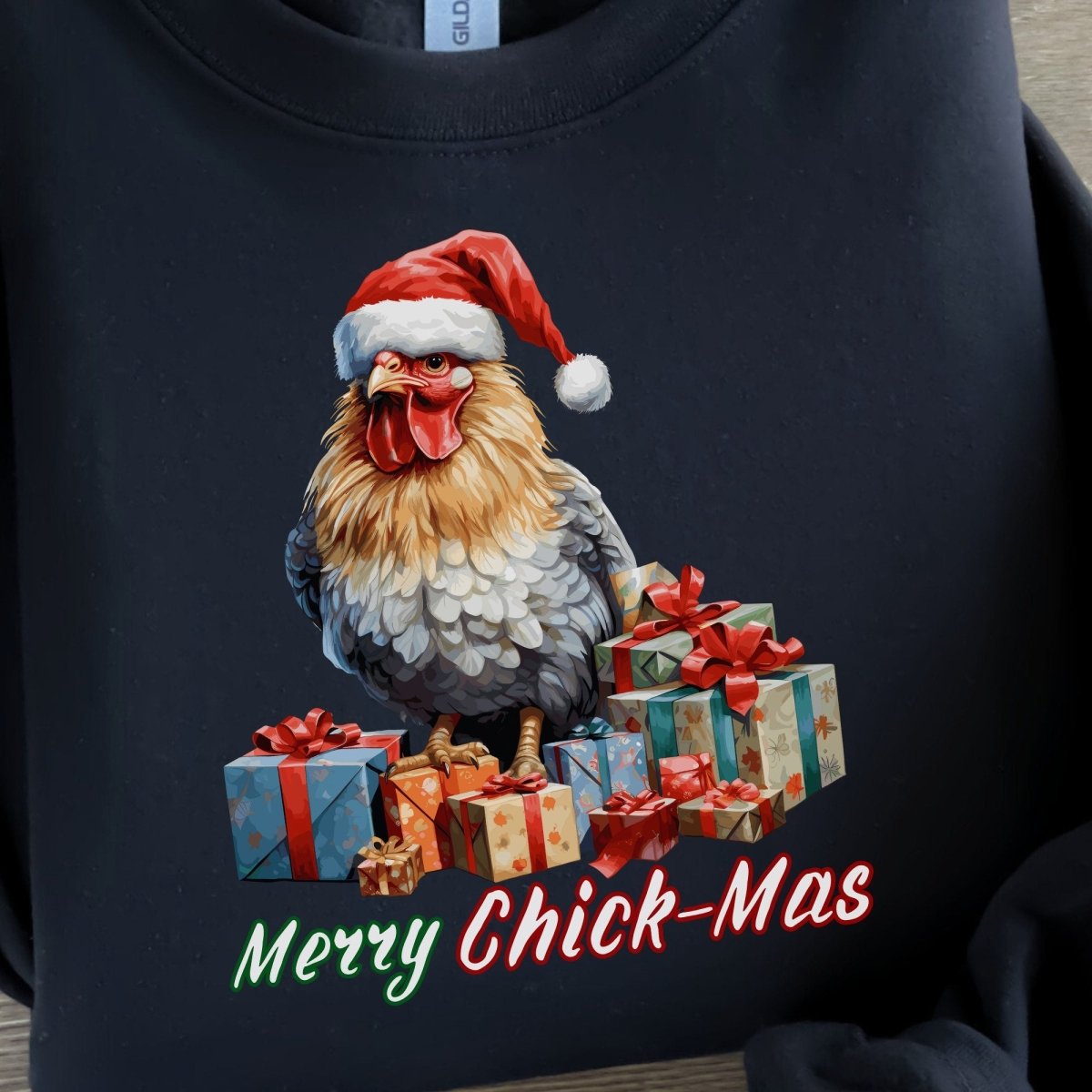 Christmas Chicken Pullover - High Quality Festive Unisex Sweatshirt, Gift for Chicken Lovers, Chicken with Gifts, Funny Farm Animal Sweater - Everything Pixel