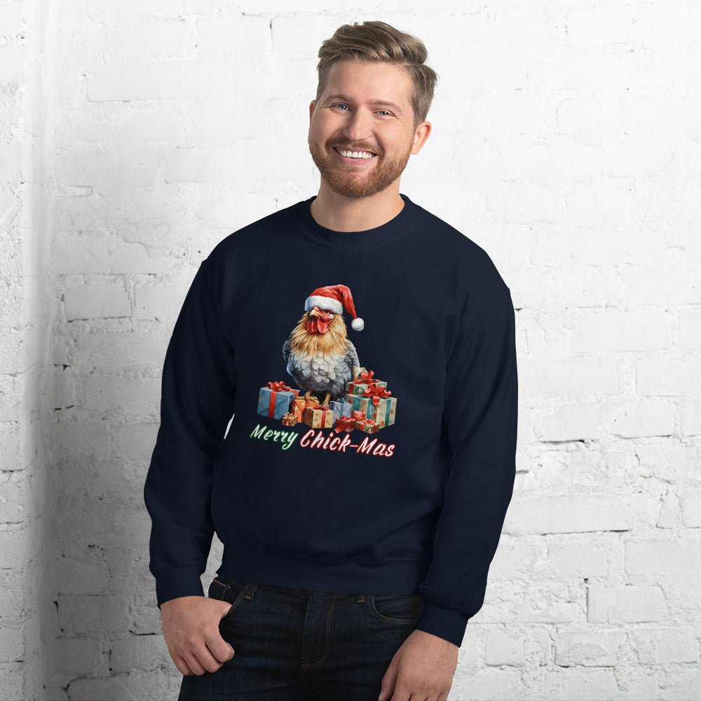 Christmas Chicken Pullover - High Quality Festive Unisex Sweatshirt, Gift for Chicken Lovers, Chicken with Gifts, Funny Farm Animal Sweater - Everything Pixel