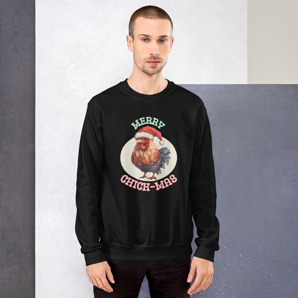 Christmas Chicken Pullover - High Quality Festive Unisex Sweatshirt, Gift for Him, Gift for Chicken Lovers, Funny Farm Animal Xmas Sweater - Everything Pixel