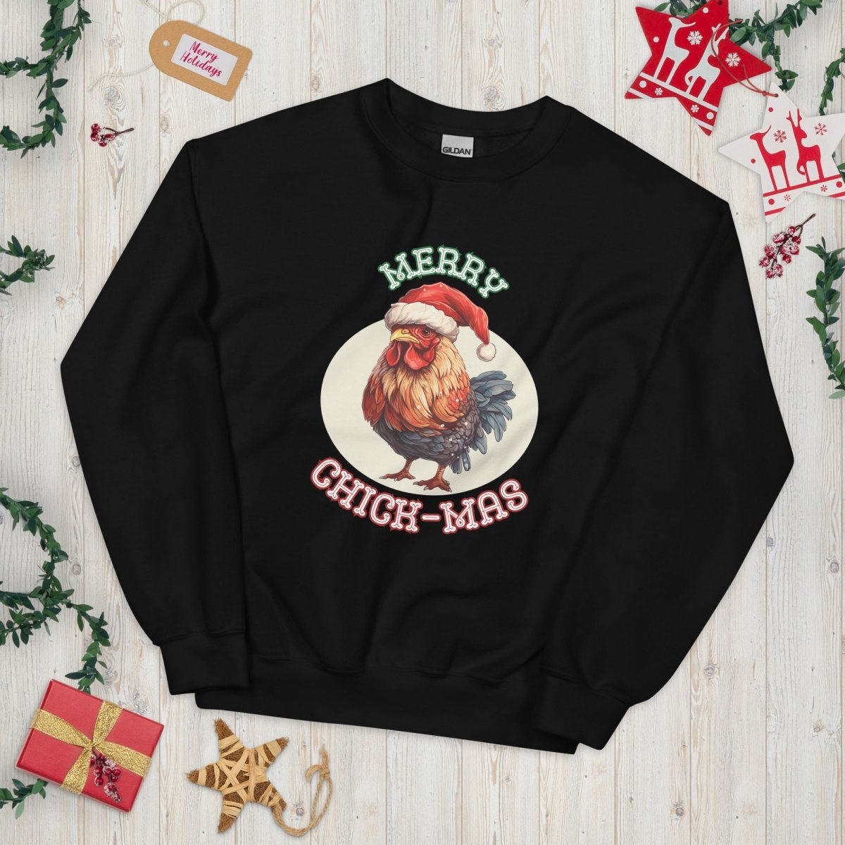 Christmas Chicken Pullover - High Quality Festive Unisex Sweatshirt, Gift for Him, Gift for Chicken Lovers, Funny Farm Animal Xmas Sweater - Everything Pixel