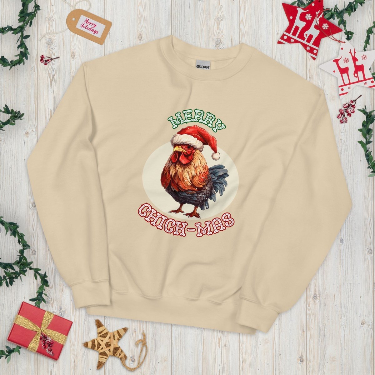 Christmas Chicken Pullover - High Quality Festive Unisex Sweatshirt, Gift for Him, Gift for Chicken Lovers, Funny Farm Animal Xmas Sweater - Everything Pixel