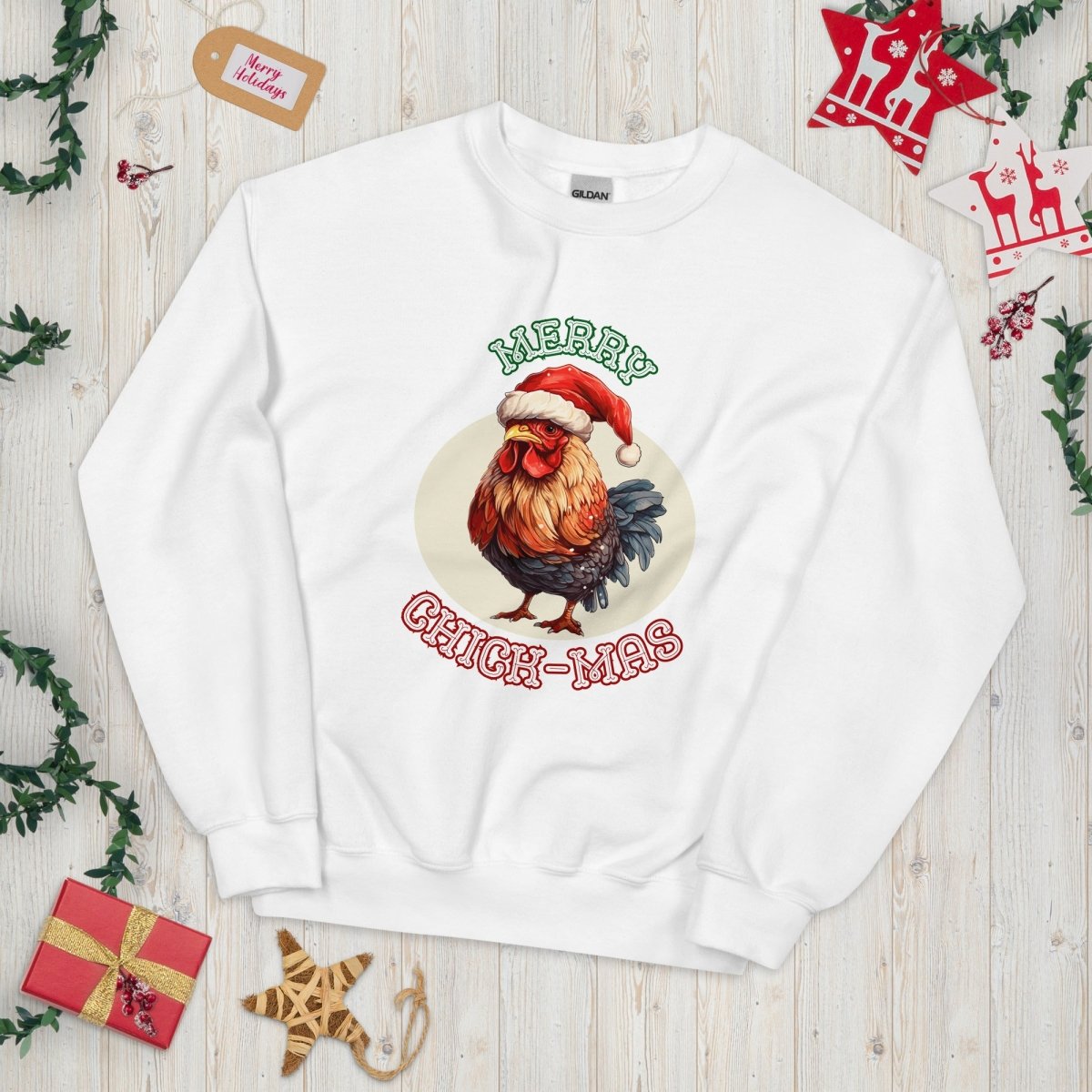 Christmas Chicken Pullover - High Quality Festive Unisex Sweatshirt, Gift for Him, Gift for Chicken Lovers, Funny Farm Animal Xmas Sweater - Everything Pixel