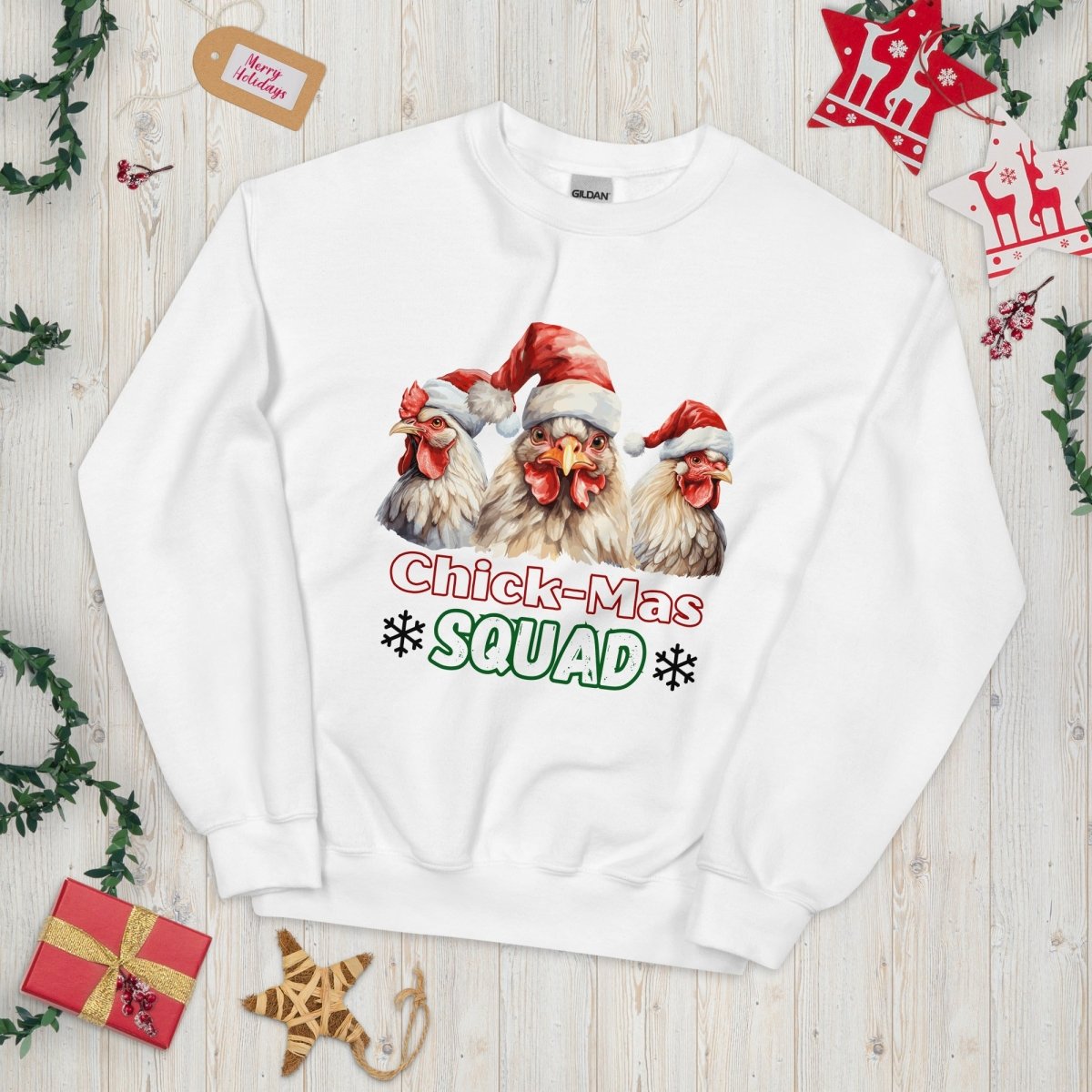 Christmas Chicken Squad Pullover - High Quality Festive Family Unisex Sweatshirt, Gift for Chicken Lovers, Matching Holiday Sweater - Everything Pixel
